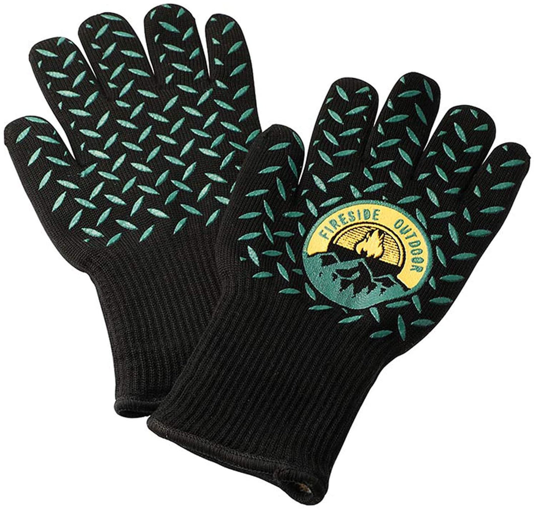 Fireside Outdoor 1000F Heat Resistant Gloves (CHAR/GRN w/Logo) - CDFPG