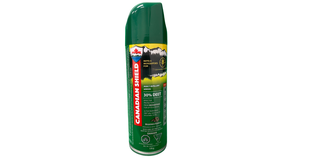 CANADIAN SHIELD INSECT REPELLENT 170GCANADIAN SHIELD MOSQUITO & INSECT REPELLENT | FOR HUNTING, FISHING, CAMPING, FAMILY FUN, AND MORE | 8 HOUR OF PROTECTION | 30% DEET | (170G) AEROSOL - CSA01