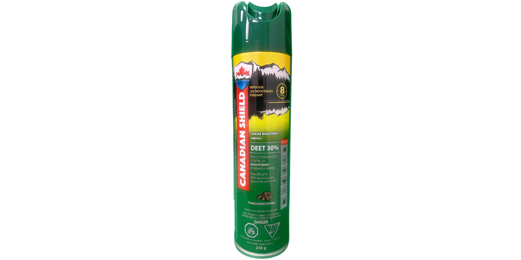 CANADIAN SHIELD MOSQUITO & INSECT REPELLENT | FOR HUNTING, FISHING, CAMPING, FAMILY FUN, AND MORE | 8 HOUR OF PROTECTION | 30% DEET | (230G) AEROSOL - CSA02